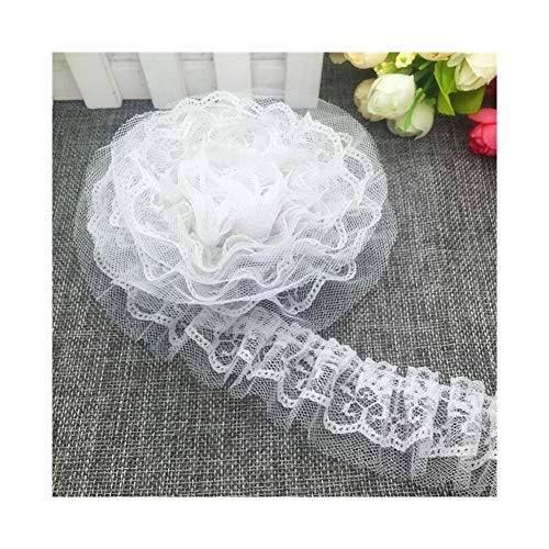 QHKS Bordure en Dentelle 5 Yards 40mm Dentelle Organza plissé Couture froncée Garniture Choisissez des Couleurs (Color : Blanc) Cover