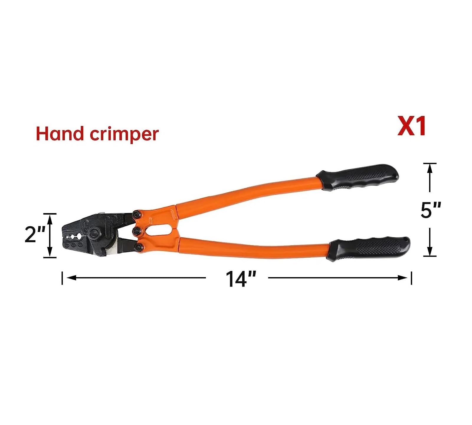 Pinza for crimpare fune metallica | Pinza da 14 pollici for pressare manicotti in rame e alluminio for cavi in ​​acciaio da 1,5-3,5 mm