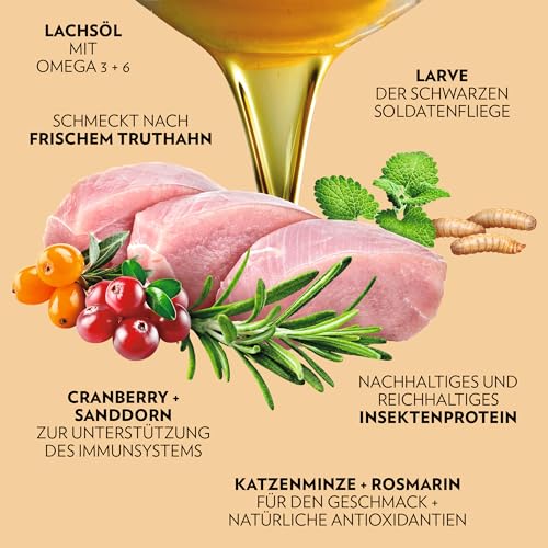 PrimaCat - Getreidefreies Trockenfutter für sterilisierte Katzen, Geschmacksrichtung Truthahn und Insekten, 400 g