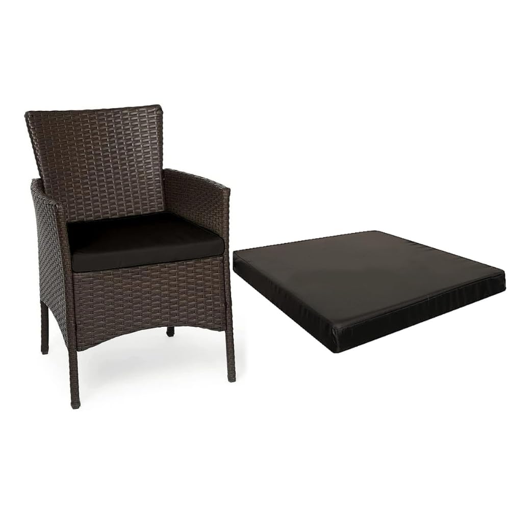 A ATH COLLECTION Outdoor Seat Cushion Pads for Rattan Furniture | Water Resistant Patio Padding | Comfy & Lightweight Garden Furniture Cushions Pad, ALL-PURPOSE Use (60cm x 60cm x 5cm, Black) — image 1