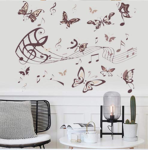 Mariposa Notación Musical Pegatinas de Pared Pvc Diy Nota Musical Stave Decoración Del Hogar Salón Dormitorio Tv Papel de Pared de Fondo
