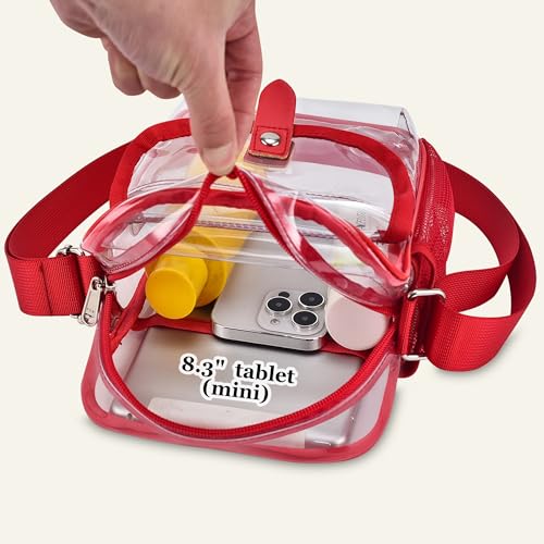 Image of SPODEARS Clear Crossbody Bag for Stadium, Concert, Festival & More - Adjustable Shoulder Strap & Bottle Holder