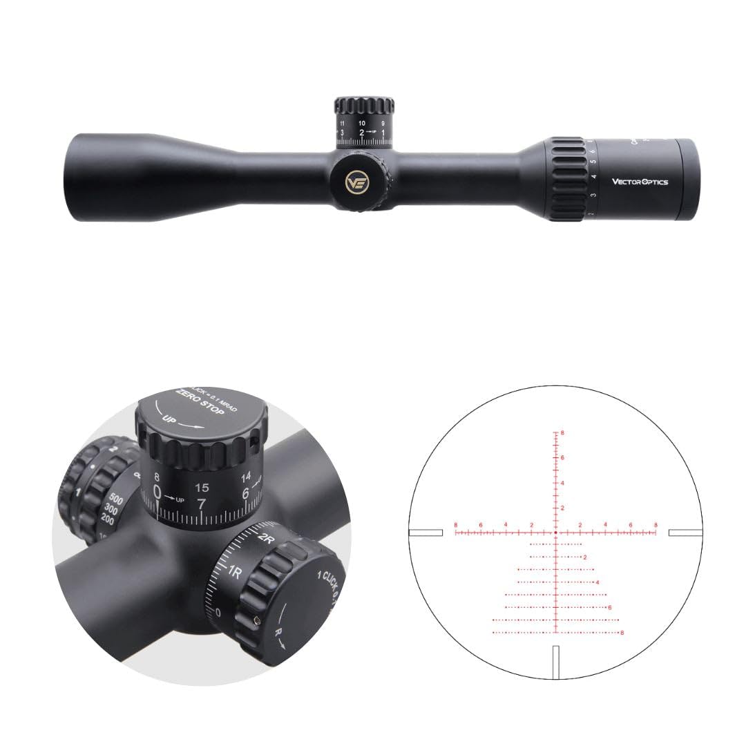 Vector Optics SCOM-T39 Continental x8 2-16x44 ED Tactical SFP luneta celownicza do uprawiania sportu, airsoft i polowania, wiatrówka celownicza, celownik karabinowy, zakres Rifle, obszerne akcesoria