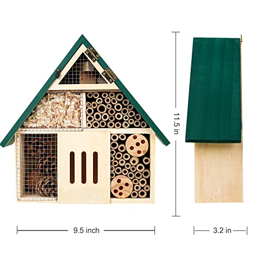 antiai Wooden Insect House,Mason Bee Hotel, Hanging Insect Hotel for Bee, Butterfly, Ladybirds, Beneficial Insect Habitat, Bug Hotel Garden, 11.5 X 9.5 X 3.2 Inch - Image 6