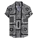 MCEDAR Mens Casual Button Down Short Sleeve Paisley Printed Summer Vintage Beach Vacation Shirts 210