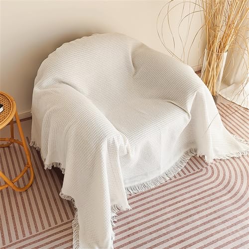 Housse de canapé réversible blanche 180 x 230 cm protection fauteuil salon