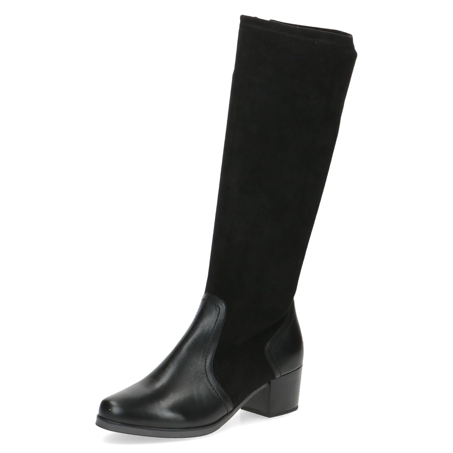 CAPRICE Women's high boots with heel Airmotion made of leather knee-high Width G, Black (Black Comb), 5.5 UK