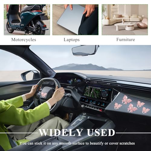 Image of Wevdn 8 PCS Butterfly Crystal Car Stickers, Shiny Rhinestone Waterproof Butterfly Car Sticker Decal, Self Adhesive Glitter Decoration Stickers for Car Bumper Window Laptops Luggage (Pink)