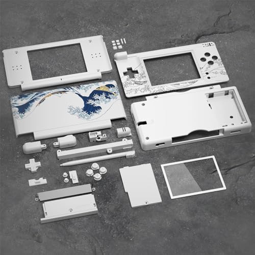 Image of eXtremeRate The Great Wave Replacement Full Housing Shell for Nintendo DS Lite, Custom Handheld Console Case Cover with Buttons, Screen Lens for Nintendo DS Lite NDSL - Console NOT Included