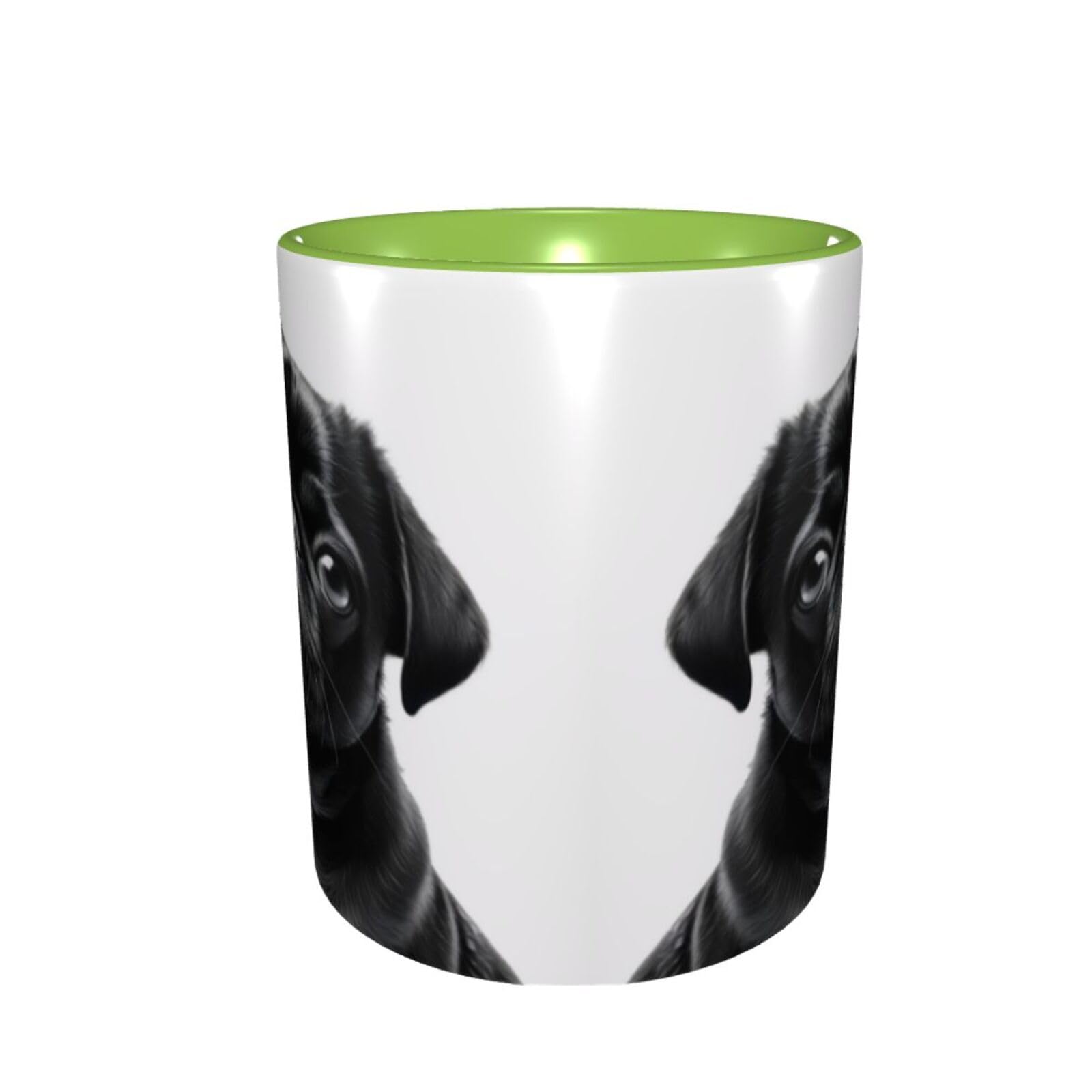 KHDKLXOHZ Cute Black Pug Dog 11oz Two-Tone Ceramic Coffee Mug with Handle, Classic Ceramic Inner Color Mugs - Image 2