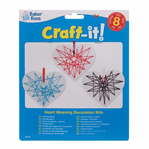 Baker Ross Ax745 Heart Weaving Decorations - Pack Of 8, Introductory Sewing For Beginners And For Kids Arts And Crafts Projects #TOP5