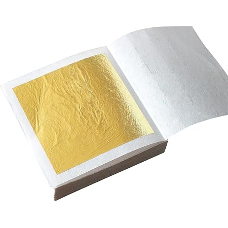 Hileyu Gold Leaf 30 Blatt Echte Blattgold Essbar 24 Karat Goldfolie 4.33 * 4.33cm zum Basteln Lebensmittel Kuchen Backen Torten Dekorfolie Kunsthandwerk essbares Gold