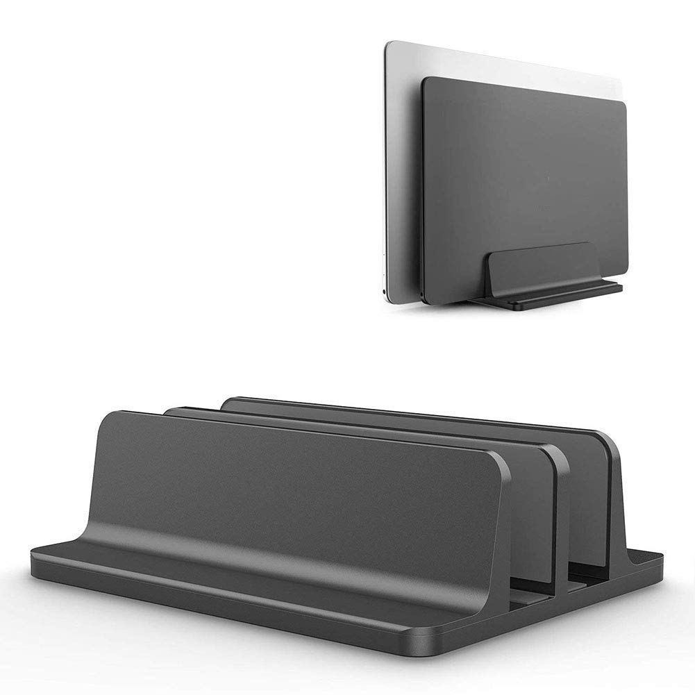 Techzere Aluminium Vertical Laptop Stand Holder with Adjustable Dock Dual Slots Fits All MacBook HP Dell ASUS Chromebook -up to 20.3  (Black) (B07MH1DPFL) Amazon Price History, Amazon Price Tracker
