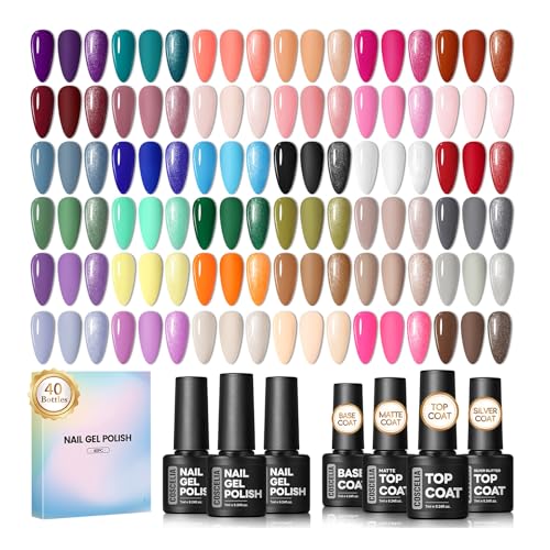 COSCELIA 40PCS Gel Nail Polish Set, 36 Spring Summer Colors Gel P...