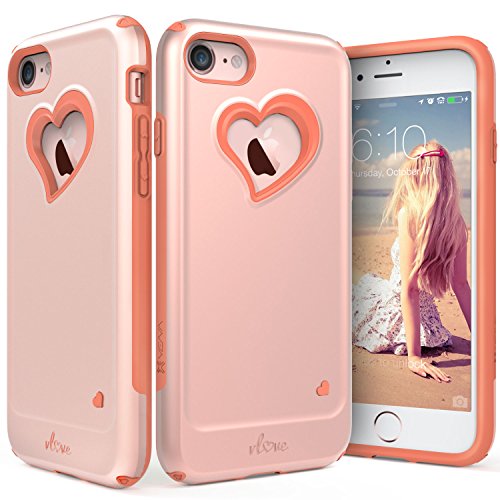 iPhone 8 Case, iPhone 7 Case, Vena [vLove][Heart-Shape | Dual Layer Protection] Hybrid Bumper Cover for Apple iPhone 8, iPhone 7 (4.7