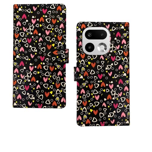 Image of amazon basics Realme 16 Pro Plus 5G Flip Cover | Card Pockets Wallet & Stand | Flip Cover for Realme 16 Pro Plus 5G (Black Hearts)