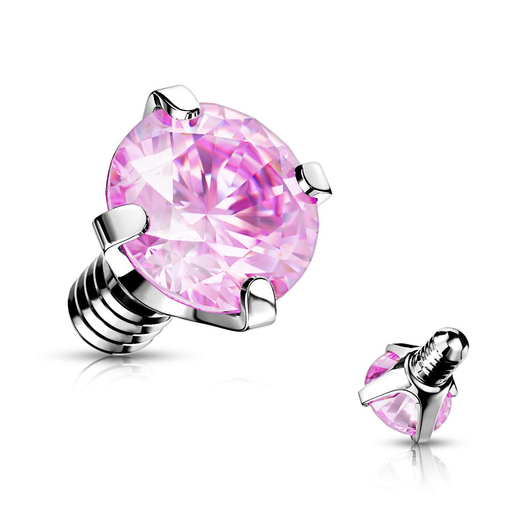 Paula & Fritz® Anclaje Dermal de circonita, muchos colores, tamaños y grosores, acero quirúrgico 316L, diseño de ancla de piel, Acero inoxidable, Circonia cúbica