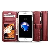 Justola iPhone 7 Wallet Case, 2 Card Slots, Cash Holder, Kickstand Feature, Brown