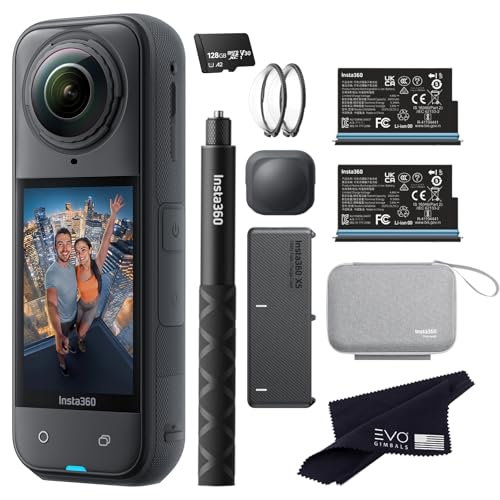 Image of Insta360 X5 Essentials Bundle with 128GB Card-8K Waterproof 360 Action Camera|Bundle Includes Selfie Stick, Extra Battery, Utility Fast Charge Case, Standard Lens Guards, Lens Cap, Carry Case