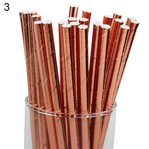 Pengyu- 25 pajitas de papel desechables con diseño de flamenco de rayas, para decoración de fiestas, mangueras, pajitas de papel - 3#