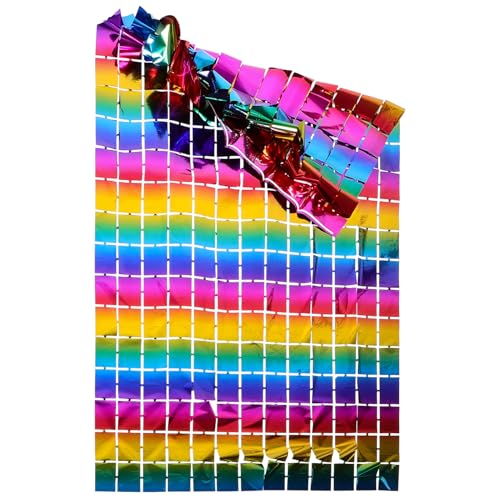 ULDIGI Square Tinsel Door Curtain Foil Fringe for Birthday Decorations 1m x 2m Colorful Backdrop for Party Wall Hanging