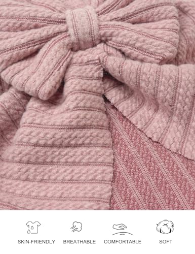 3 Pack Velvet Baby Turban Hats with Bow, Stretchy Baby Head Cover Beanies for Newborn, Toddler, Infant Head Wraps2