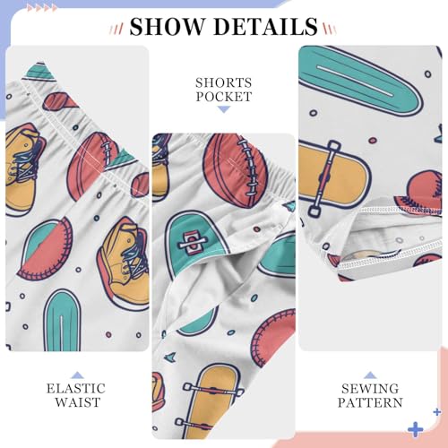 Pajama Bottoms, Colorful Sports Cartoon Pattern Sleeping Pant Lounge Wear Elastic Waist Long Pants Sleepwear Pjs4