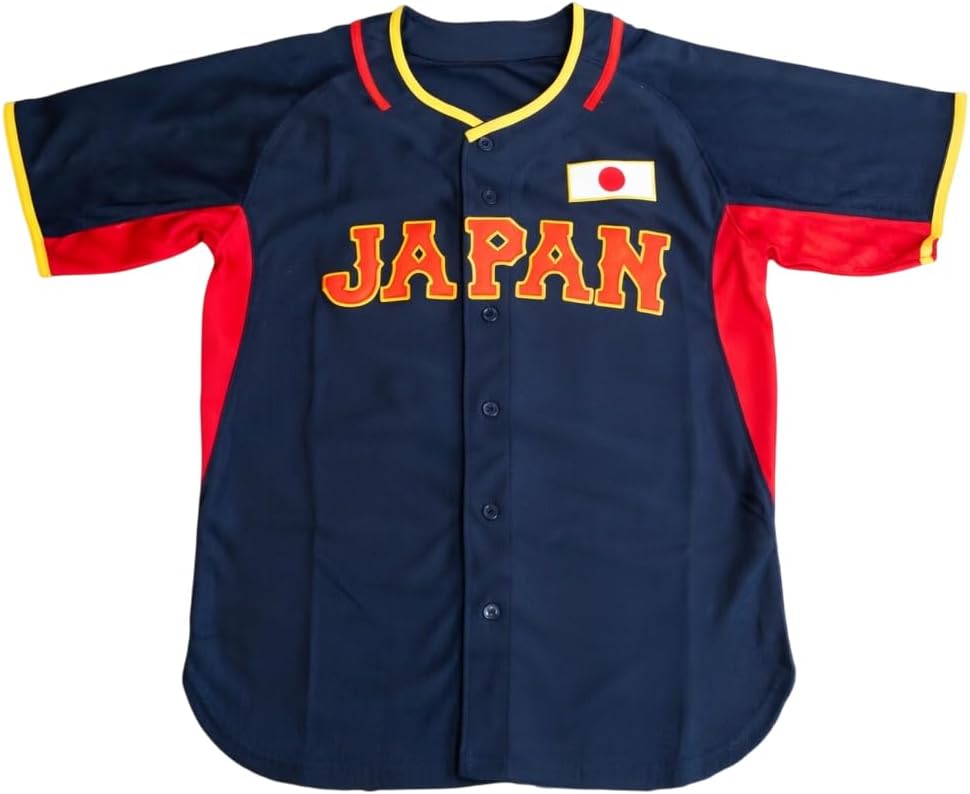 Japan Baseball Jersey, Navy Blue, Button-Down, Custom Name and Number, Stitched, Any Size
