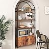 Semoic Industrial Arched Bookshelf With Drawers - 71" Tall, Black Metal Frame & MDF, Freestanding Storage Unit For Living Room Or Office - View #11