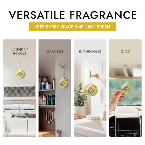 Image of Claire Burke Citron Verbena Hanging Car Air Freshener - Luxury Scent, Long-Lasting Odor Neutralizer | Up to 30 Days | Made in USA | Strong Air Freshener for Car | Pack of 6