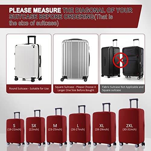 Travel Luggage Cover Suitcase Protector Scratch-Resistant Fit 19-31 Inch Suitcase, Not Included Suitcase (Claret, SX(22-23 inch))4
