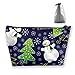 Produktbild Leichte Mehrzweck-Aufbewahrungstasche mit Reißverschluss, Trapezform, kleine Kosmetiktasche, Make-up-Tasche, Münze, Handy, Geldbörse, Bleistifttasche (Schneemann mit Weihnachtsbaum)