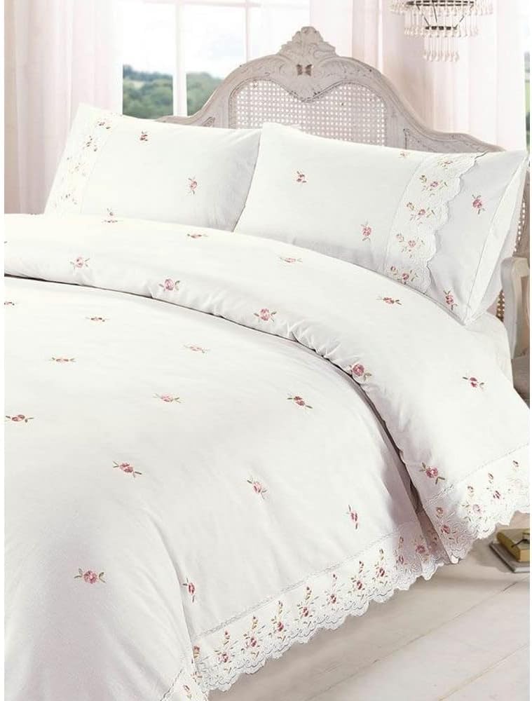 Groupon Unisex White Sophie Lace Trim Duvet Set: / King