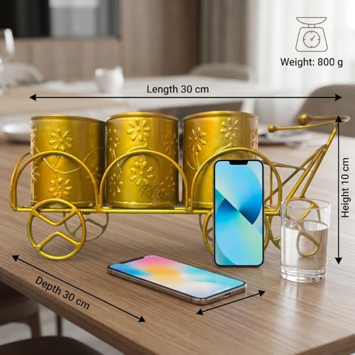 Image of Cutlery Holder Metal Kitchen Utensil Organizer Stand, Rust-Resistant Flatware Spoon Fork Knife Caddy, Dining Table Decor Item and Corporate Gifting Object (30x10x10 CM)