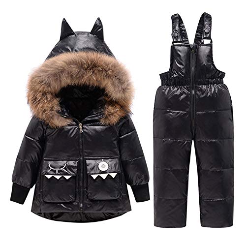 Toddler Boys Girls Puffer Hooded Snowsuit Baby Down Snow Suits Ski Bib Pants Outfit Winter Coat Warm Clothes