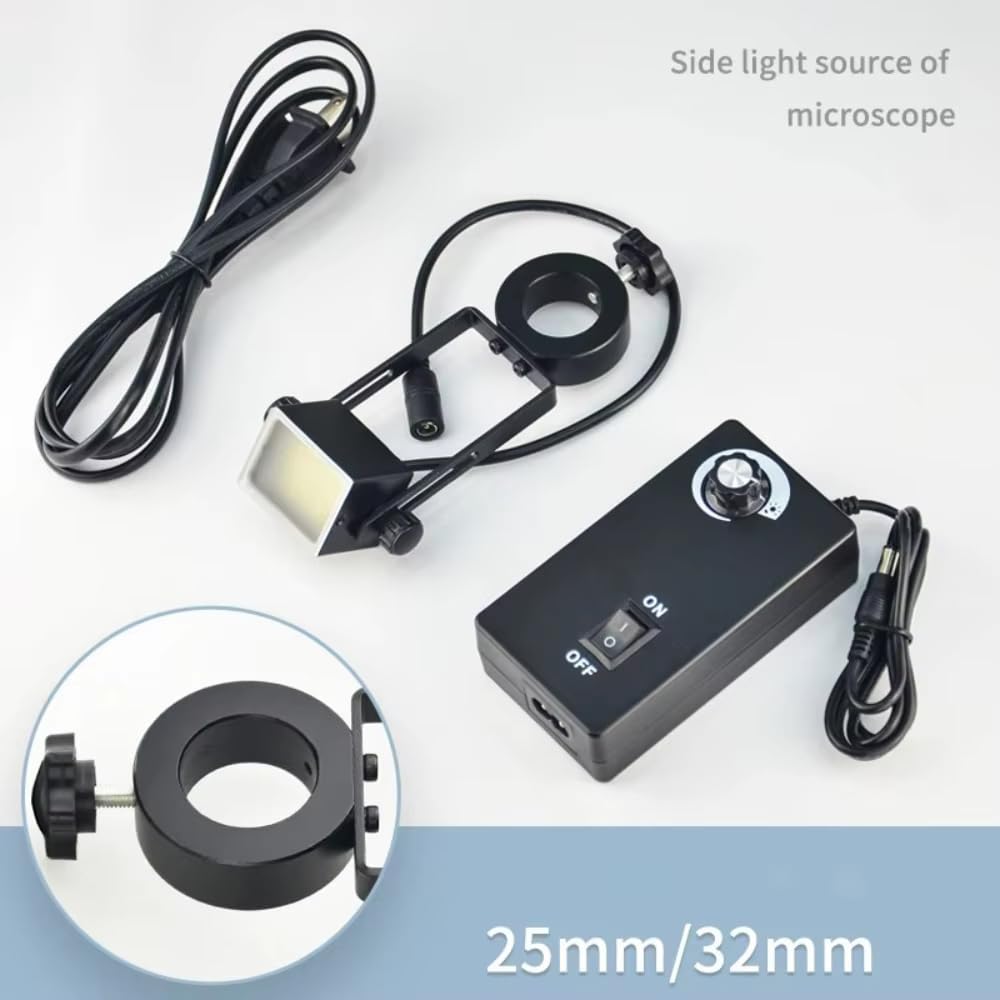 Mikroskopowe Regulowane Boczne Źródło Światła LED, Ściemnialna Kwadratowa Lampa Oświetlająca 60 Diodek LED do Mikroskopu Przemysłowego Stereoskopowego (32MM)