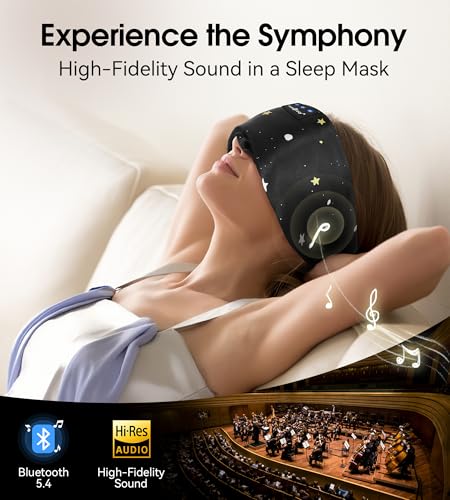 MUSICOZY Mulberry Silk Bluetooth Sleep Mask with HD Stereo Sound, Wireless Sleep Headband Headphones for Side Sleepers, Adjustable Size, Total Light Blocking, Perfect for Travel Relaxation Sleep — view 3