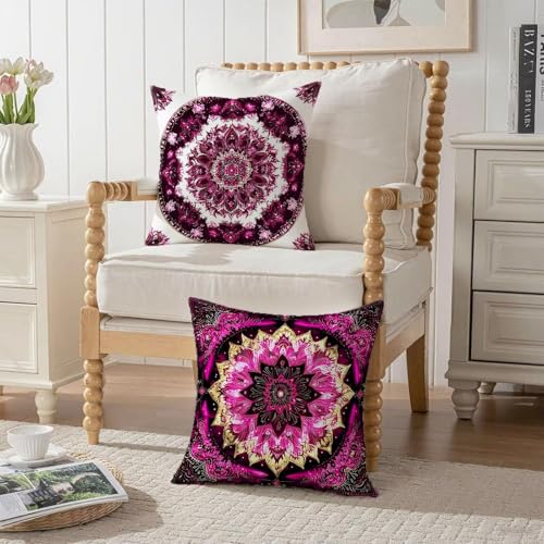 Housse coussin 65x65cm velours violet lot de 2 imperméable - 4
