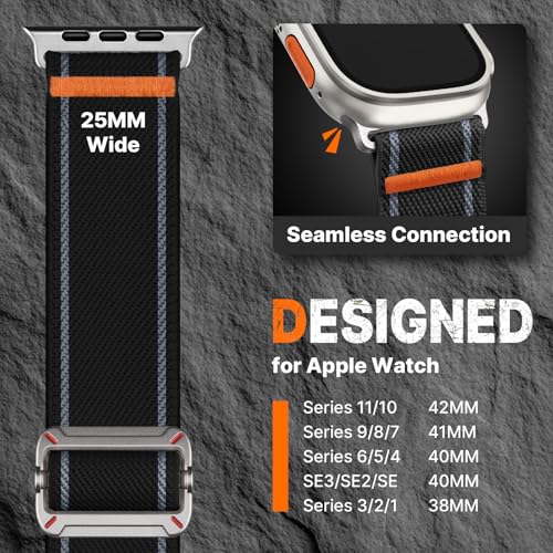 Image of Fullmosa 2-Pack Sport Nylon Strap for Apple Watch 42(S11 /10) 41 40 38mm | Adjustable Breathable Stretch Bands for iWatch SE3 /2 /1 Series 9 /8 /7 /6 /5 /4 /3 /2 /1, Suitable for Men Women