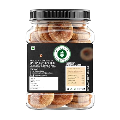 Image of Classic Nuts Afghani Anjeer (Figs) | Natural, Sun-Dried, Handpicked | Rich in Fiber, Calcium & Antioxidants | Healthy Dry Fruit Snack (1kg, Anjeer)