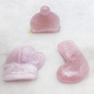 ARrase For la 1 Juego Tallado Natural Cristal de Cuarzo Navidad Sombrero Guantes Botas figurita Piedra de Cristal decoración del hogar decoración de la habitación (Color : Rose Quartz)