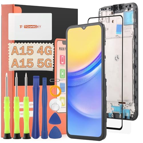TGHongKy Pantalla LCD Reemplazo para Samsung Galaxy A15 4G Pantalla Táctil LCD para Samsung Galaxy A15 5G Pantalla Táctil Digitalizador con Herramientas [Negro con Marco] Piezas