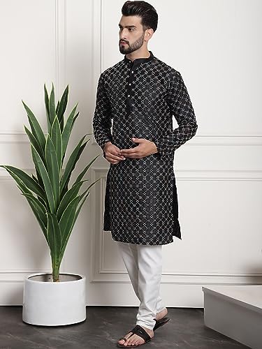 Image of SOJANYA (Since 1958 Men's Silk Blend Kurta and Pyjama with Nehru Jacket