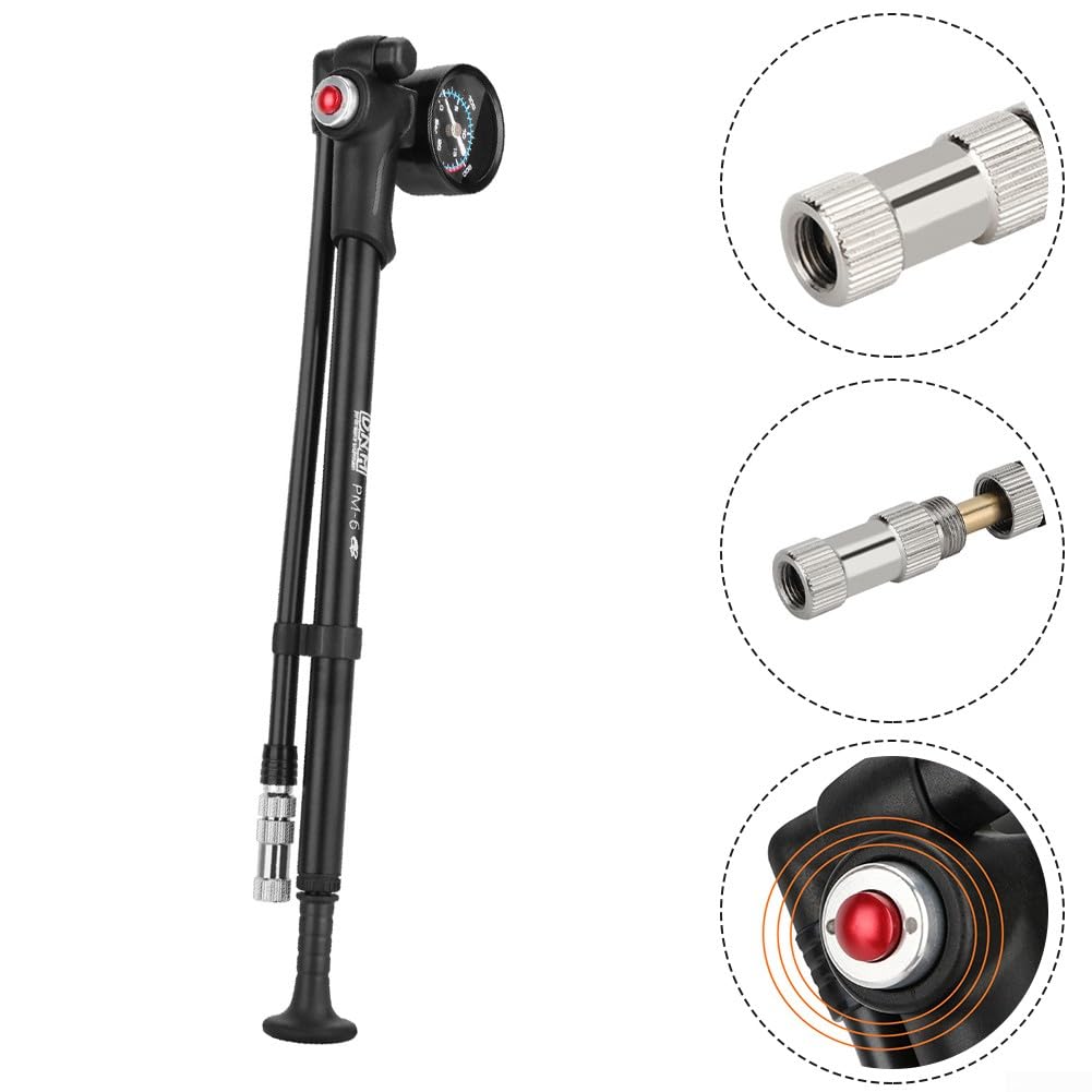 Pompa Ammortizzatore Bici Ad Alta Pressione | Fino A 300 PSI | Per Forcella E Ammortizzatore | Con Manometro - Foto 6