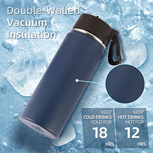 Volhoply 18oz Insulated Water Bottle 2 Pack, Multipack Kids Stainless Steel Water Bottles with Straw Lid - Image 2