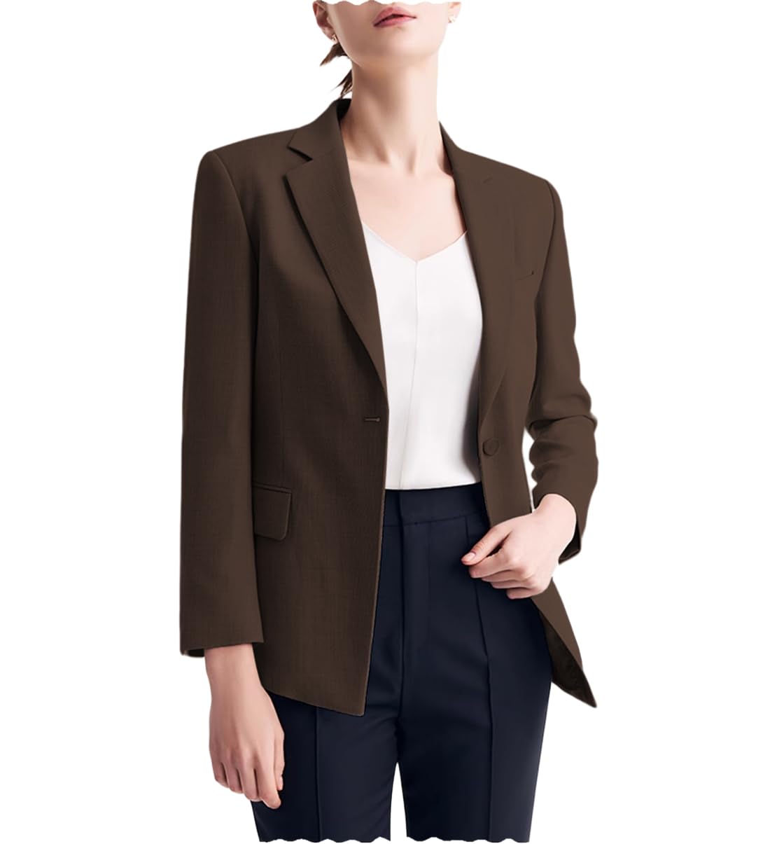 Womens Work Office Overcoat Single Button Coat Long Sleeve Suit Jackets Blazer