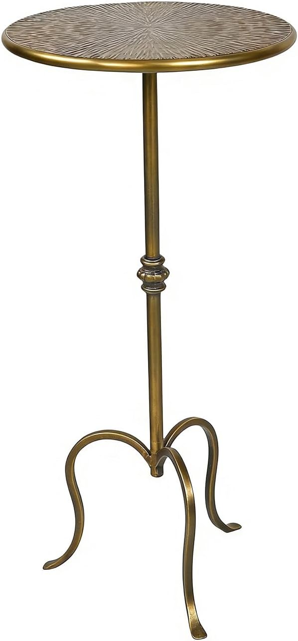 Metal Side Table, Martini Style Coffee Table Vintage Small Round Aceent Table 23inch for Living Room Bedroom Antique