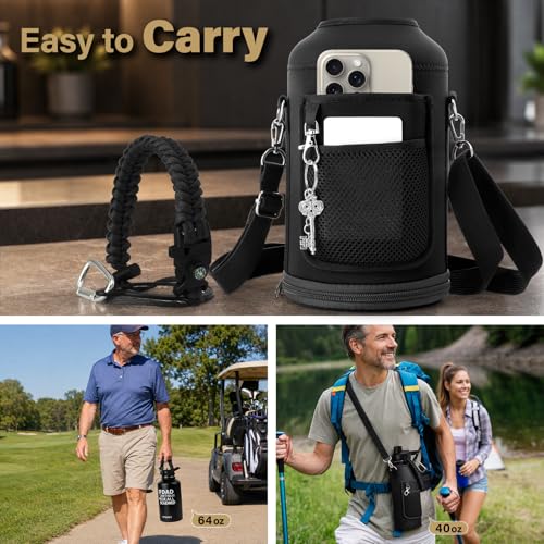Image of DYSANKY Fatehers's Day Water Bottle Gift for Dad- 64 oz Insulated Stainless Steel Bottle with Carrier Bag, Strap & Gift Box - BPA-Free - Ideal for Hiking, Camping & Travel 64 oz