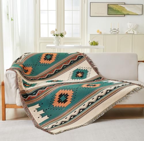HomeFirst マルチカバー 長方形 大判 180*260cm マルチカバーソファー 北欧風 ソファーカバー 2人 3 人掛け リバーシブル おしゃれ ブランケットフリンジ付き 綿 ベッドカバー カウチ ベッドカバー 毛布 テーブルクロス 柔らかく キ