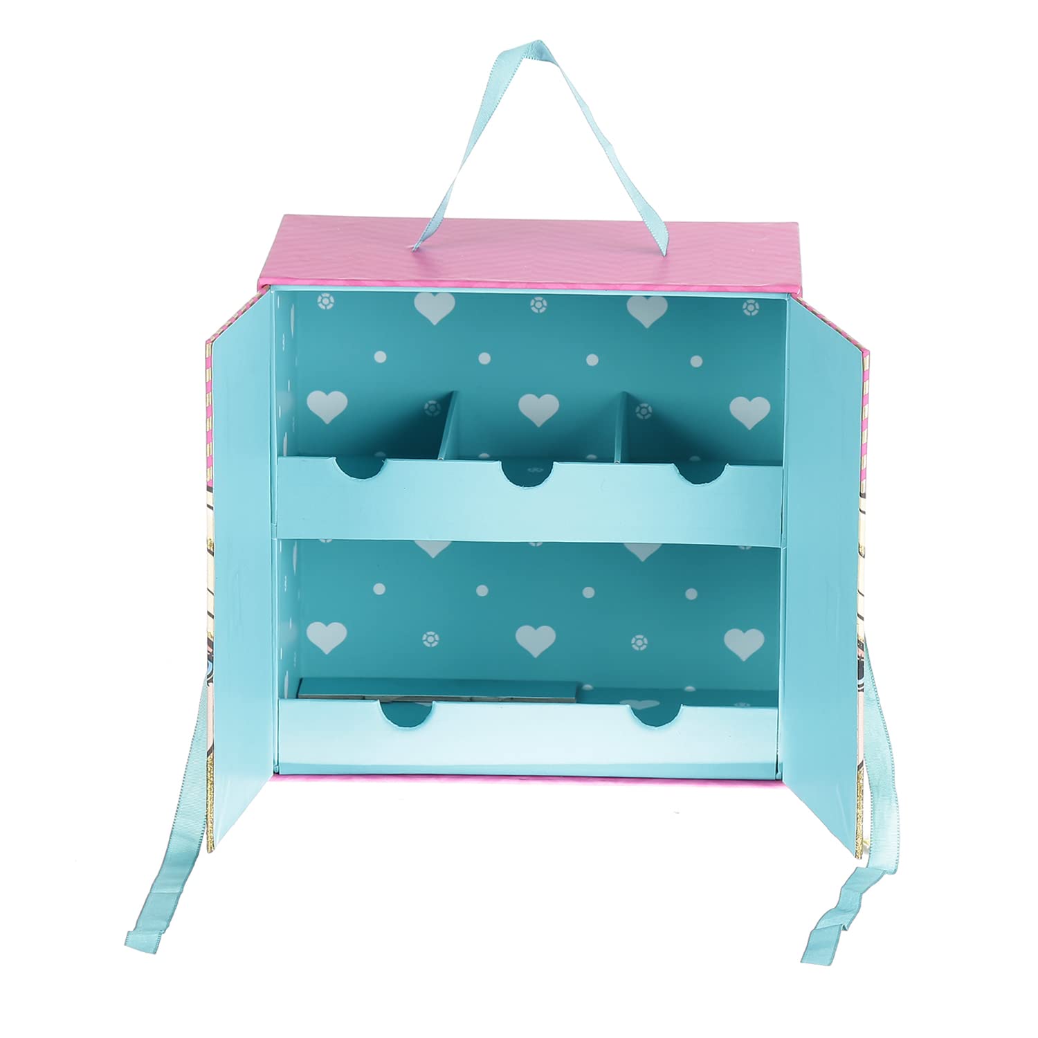 FLY FROG Doll Storage Box for Girls with a Pink Barbie Print | Makeup Organizer | Vanity Case | Toy Gift for Kids | Girls Storage Solution | Carry Case | Accessories Holder | Versatile 1